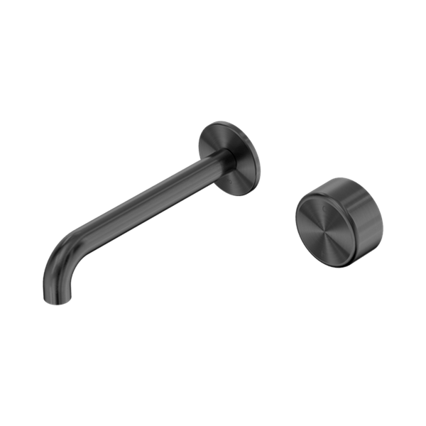 Nero Mixer Taps Serenity Progressive Wall Basin Mixer 160/185/220mm Spout With Metal Handle Gun Metal