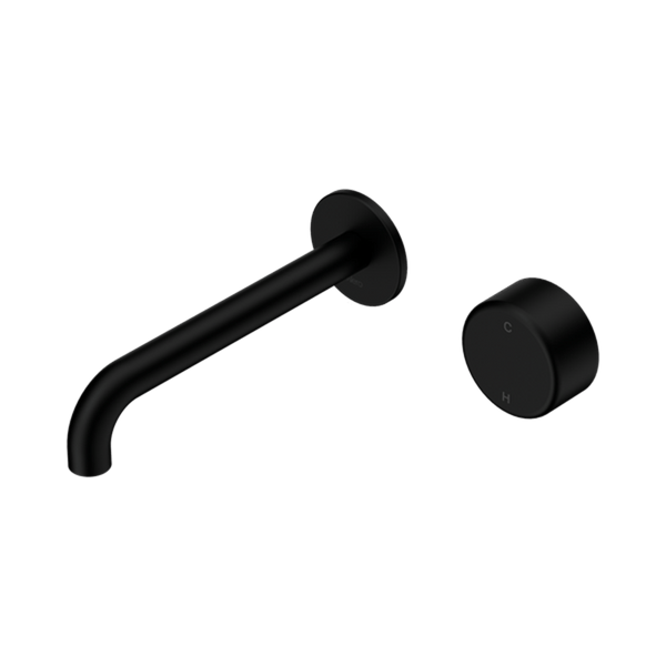 Nero Mixer Taps Serenity Progressive Wall Basin Mixer 160/185/220mm Spout With Metal Handle Matte Black