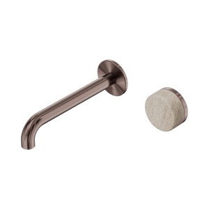 Nero Mixer Taps Serenity Progressive Wall Basin Mixer 160/185/220mm Spout With Rome Travertine Handle Brushed Bronze