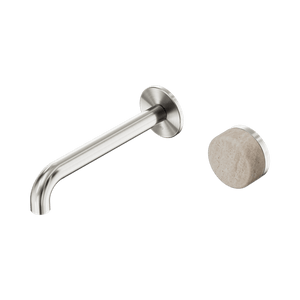 Nero Mixer Taps Serenity Progressive Wall Basin Mixer 160/185/220mm Spout With Rome Travertine Handle Brushed Nickel
