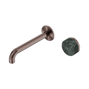 Nero Mixer Taps Serenity Progressive Wall Basin Mixer 160/185/220mm Spout With Verde Alpi Handle Brushed Bronze