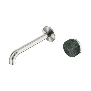 Nero Mixer Taps Serenity Progressive Wall Basin Mixer 160/185/220mm Spout With Verde Alpi Handle Brushed Nickel