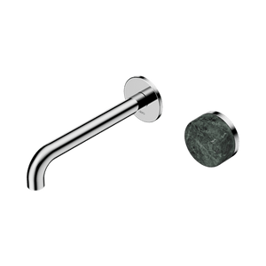 Nero Mixer Taps Serenity Progressive Wall Basin Mixer 160/185/220mm Spout With Verde Alpi Handle Chrome