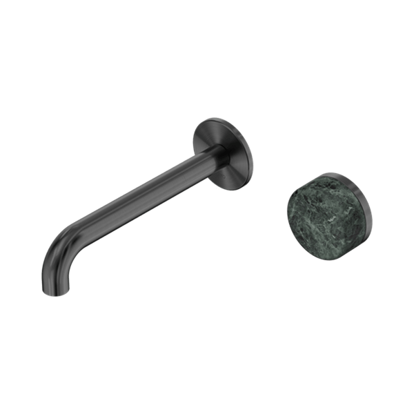 Nero Mixer Taps Serenity Progressive Wall Basin Mixer 160/185/220mm Spout With Verde Alpi Handle Gun Metal