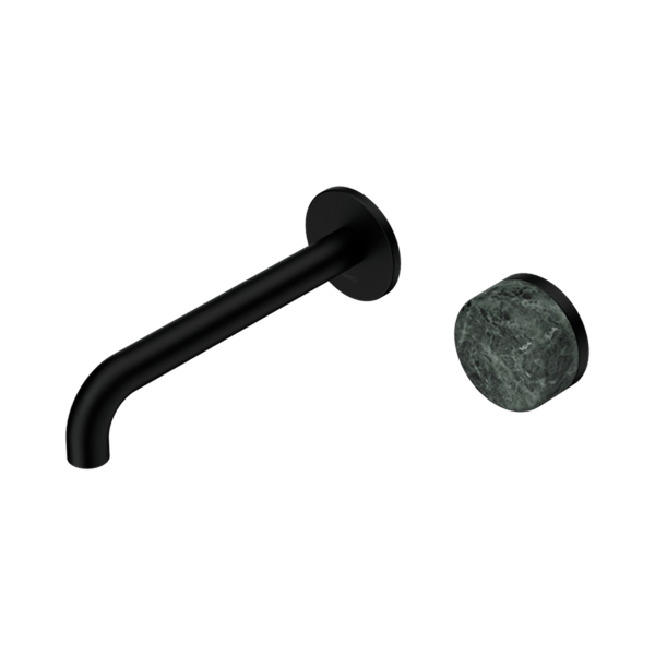 Nero Mixer Taps Serenity Progressive Wall Basin Mixer 160/185/220mm Spout With Verde Alpi Handle Matte Black