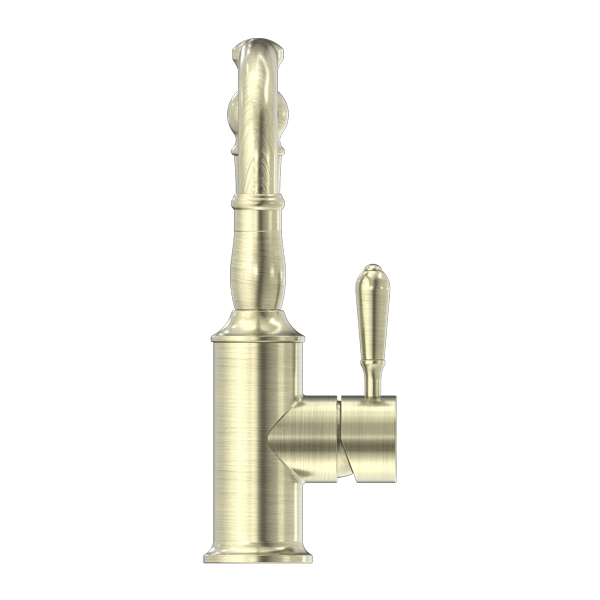YORK BASIN MIXER HOOK SPOUT WITH METAL LEVER AGED BRASS (NR69210202AB)