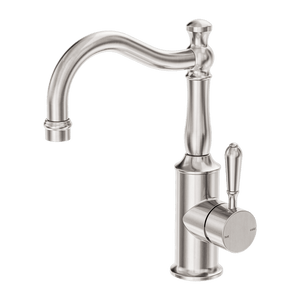 Nero Mixer Taps York Basin Mixer Hook Spout With Metal Lever Brushed Nickel (NR69210202BN)