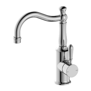 Nero Mixer Taps YORK BASIN MIXER HOOK SPOUT WITH METAL LEVER CHROME (NR69210202CH)