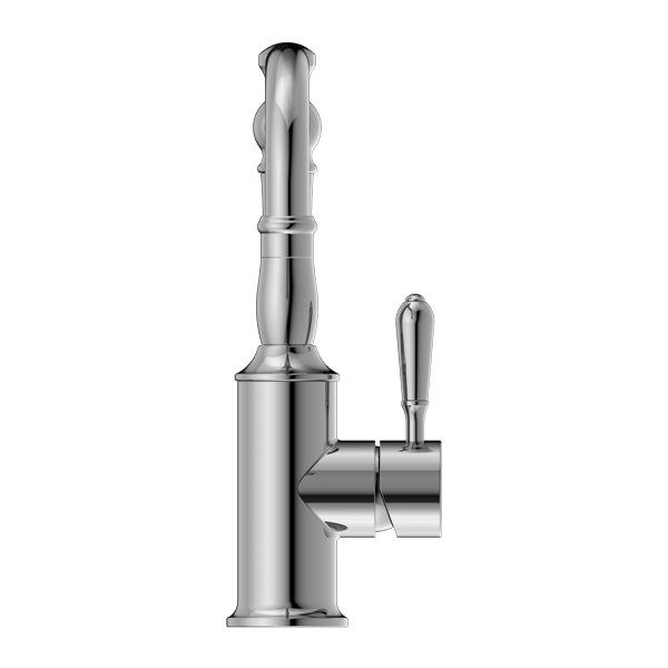 Nero Mixer Taps YORK BASIN MIXER HOOK SPOUT WITH METAL LEVER CHROME (NR69210202CH)