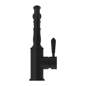 Nero Mixer Taps YORK BASIN MIXER HOOK SPOUT WITH METAL LEVER MATTE BLACK (NR69210202MB)