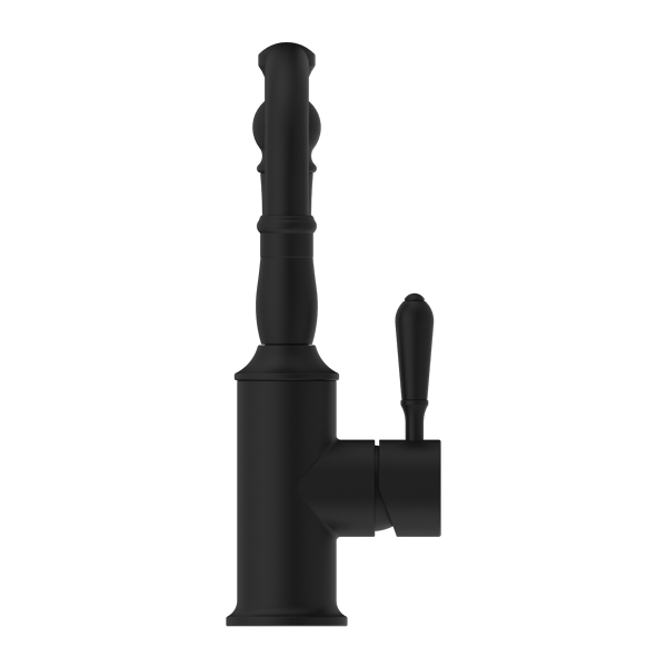 Nero Mixer Taps YORK BASIN MIXER HOOK SPOUT WITH METAL LEVER MATTE BLACK (NR69210202MB)
