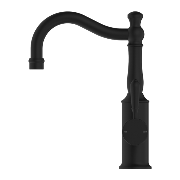 YORK BASIN MIXER HOOK SPOUT WITH METAL LEVER MATTE BLACK (NR69210202MB)