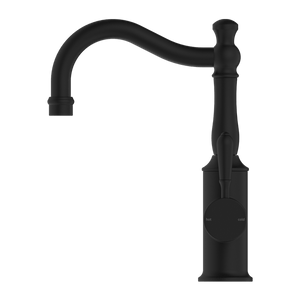 Nero Mixer Taps YORK BASIN MIXER HOOK SPOUT WITH METAL LEVER MATTE BLACK (NR69210202MB)