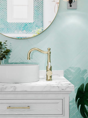 Nero Mixer Taps YORK BASIN MIXER HOOK SPOUT WITH WHITE PORCELAIN LEVER AGED BRASS (NR69210201AB)