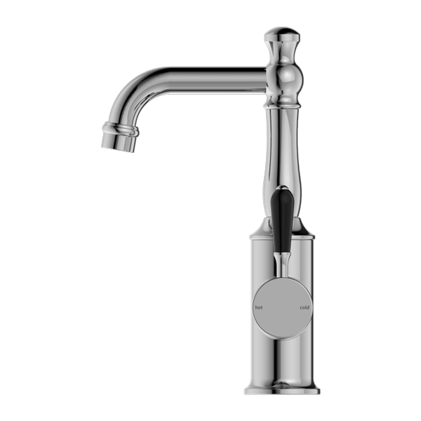 YORK BASIN MIXER WITH BLACK PORCELAIN LEVER CHROME (NR69210103CH)