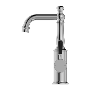 Nero Mixer Taps YORK BASIN MIXER WITH BLACK PORCELAIN LEVER CHROME (NR69210103CH)