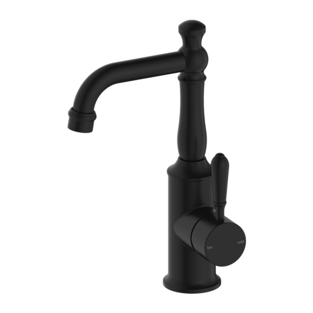 Nero Mixer Taps YORK BASIN MIXER WITH METAL LEVER MATTE BLACK (NR69210102MB)