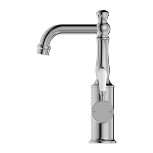 Nero Mixer Taps YORK BASIN MIXER WITH WHITE PORCELAIN LEVER CHROME (NR69210101CH)