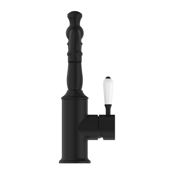 Nero Mixer Taps YORK BASIN MIXER WITH WHITE PORCELAIN LEVER MATTE BLACK (NR69210101MB)