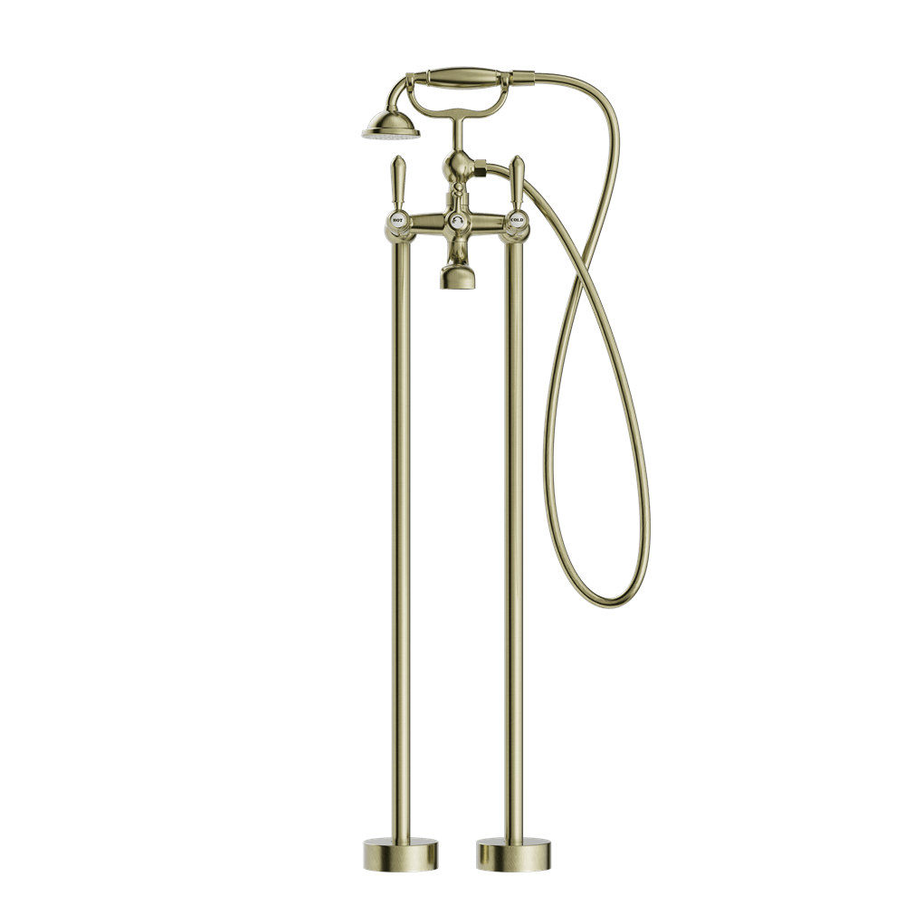 YORK FREESTANDING BATH SET WITH METAL HAND SHOWER AGED BRASS (NR692103a02AB)