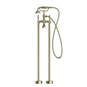 Nero Mixer Taps YORK FREESTANDING BATH SET WITH METAL HAND SHOWER AGED BRASS (NR692103a02AB)