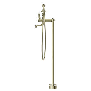 Nero Mixer Taps YORK FREESTANDING BATH SET WITH METAL HAND SHOWER AGED BRASS (NR692103a02AB)