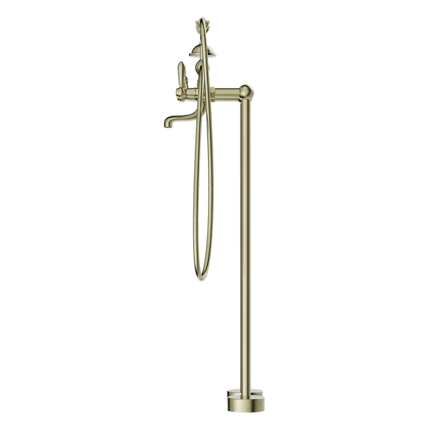 Nero Mixer Taps YORK FREESTANDING BATH SET WITH METAL HAND SHOWER AGED BRASS (NR692103a02AB)