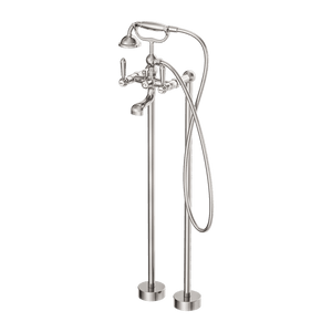 Nero Mixer Taps York Freestanding Bath Set With Metal Hand Shower Brushed Nickel (NR692103a02BN)