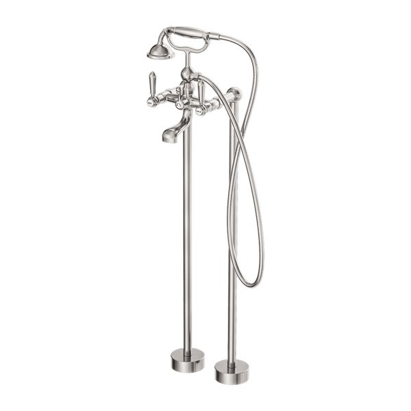 Nero Mixer Taps York Freestanding Bath Set With Metal Hand Shower Brushed Nickel (NR692103a02BN)