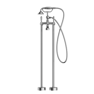 Nero Mixer Taps YORK FREESTANDING BATH SET WITH METAL HAND SHOWER CHROME (NR692103a02CH)