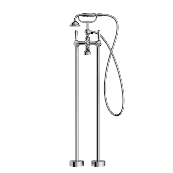 Nero Mixer Taps YORK FREESTANDING BATH SET WITH METAL HAND SHOWER CHROME (NR692103a02CH)