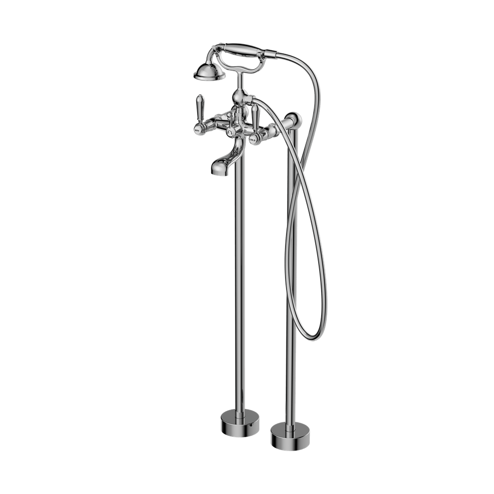 Nero Mixer Taps YORK FREESTANDING BATH SET WITH METAL HAND SHOWER CHROME (NR692103a02CH)