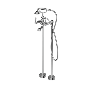 Nero Mixer Taps YORK FREESTANDING BATH SET WITH METAL HAND SHOWER CHROME (NR692103a02CH)