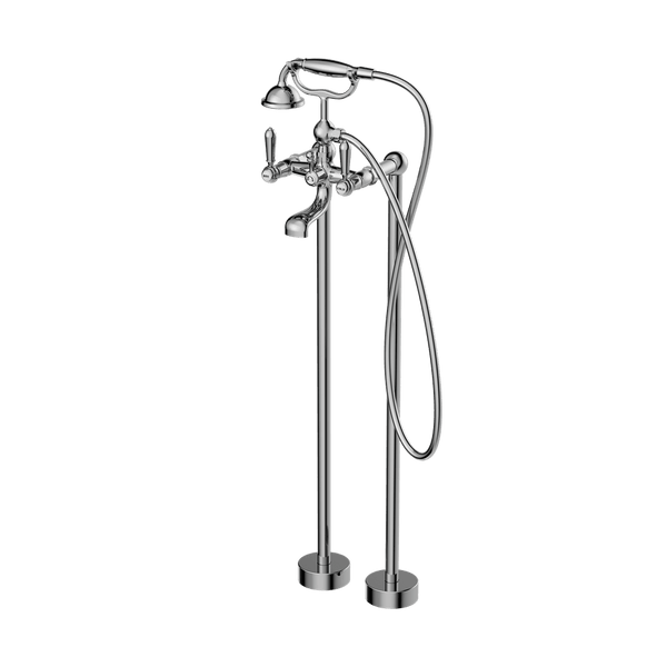 Nero Mixer Taps YORK FREESTANDING BATH SET WITH METAL HAND SHOWER CHROME (NR692103a02CH)