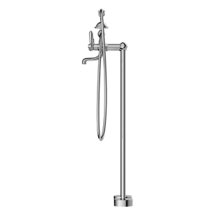 Nero Mixer Taps YORK FREESTANDING BATH SET WITH METAL HAND SHOWER CHROME (NR692103a02CH)