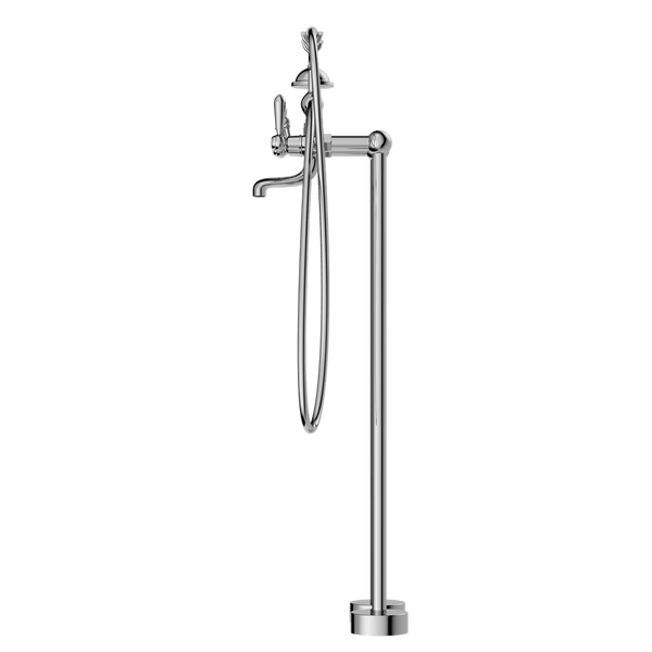 Nero Mixer Taps YORK FREESTANDING BATH SET WITH METAL HAND SHOWER CHROME (NR692103a02CH)