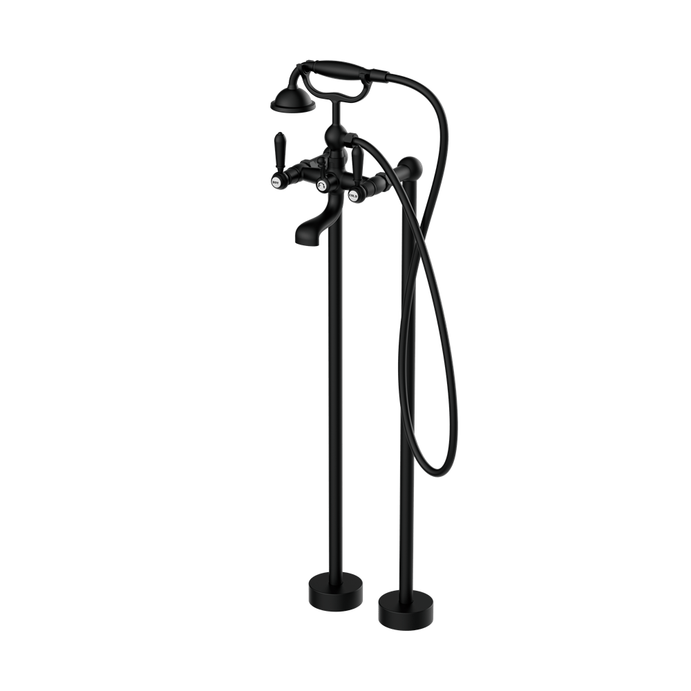 Nero Mixer Taps YORK FREESTANDING BATH SET WITH METAL HAND SHOWER MATTE BLACK (NR692103a02MB)