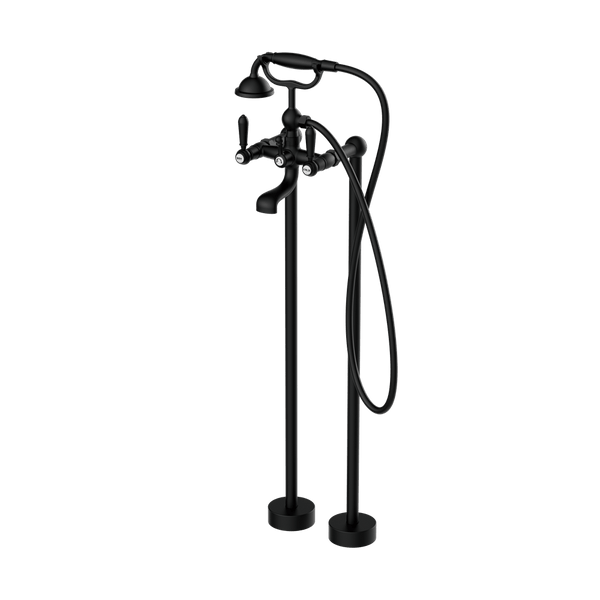Nero Mixer Taps YORK FREESTANDING BATH SET WITH METAL HAND SHOWER MATTE BLACK (NR692103a02MB)