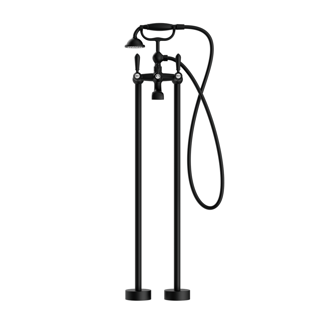 YORK FREESTANDING BATH SET WITH METAL HAND SHOWER MATTE BLACK (NR692103a02MB)