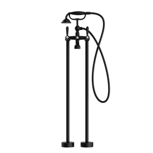 Nero Mixer Taps YORK FREESTANDING BATH SET WITH METAL HAND SHOWER MATTE BLACK (NR692103a02MB)
