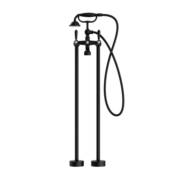 Nero Mixer Taps YORK FREESTANDING BATH SET WITH METAL HAND SHOWER MATTE BLACK (NR692103a02MB)