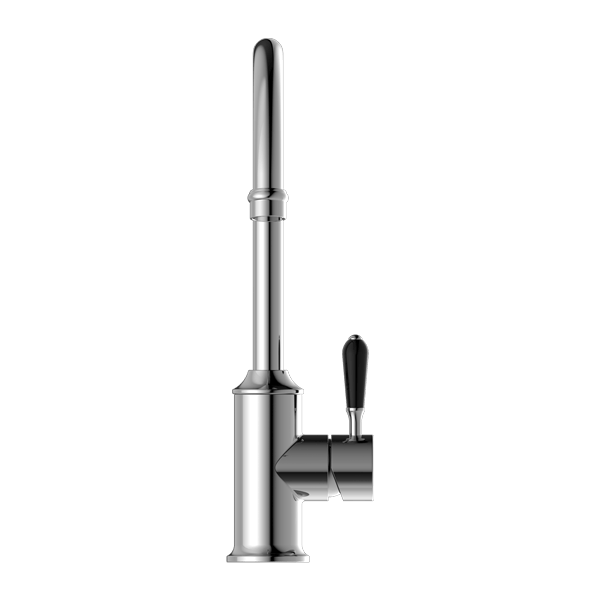 Nero Mixer Taps YORK KITCHEN MIXER GOOSENECK SPOUT WITH BLACK PORCELAIN LEVER CHROME (NR69210603CH)