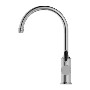 Nero Mixer Taps YORK KITCHEN MIXER GOOSENECK SPOUT WITH BLACK PORCELAIN LEVER CHROME (NR69210603CH)