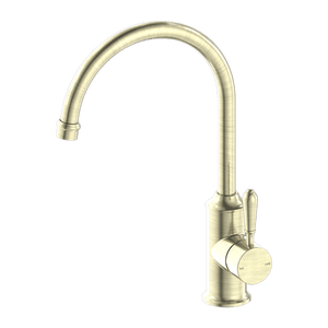 Nero Mixer Taps YORK KITCHEN MIXER GOOSENECK SPOUT WITH METAL LEVER AGED BRASS (NR69210602AB)