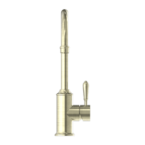 Nero Mixer Taps YORK KITCHEN MIXER GOOSENECK SPOUT WITH METAL LEVER AGED BRASS (NR69210602AB)