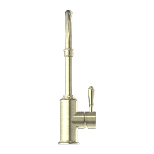 Nero Mixer Taps YORK KITCHEN MIXER GOOSENECK SPOUT WITH METAL LEVER AGED BRASS (NR69210602AB)