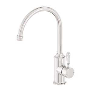 Nero Mixer Taps York Kitchen Mixer Gooseneck Spout With Metal Lever Brushed Nickel (NR69210602BN)