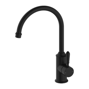 Nero Mixer Taps YORK KITCHEN MIXER GOOSENECK SPOUT WITH METAL LEVER MATTE BLACK (NR69210602MB)