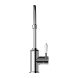 Nero Mixer Taps YORK KITCHEN MIXER GOOSENECK SPOUT WITH WHITE PORCELAIN LEVER CHROME (NR69210601CH)