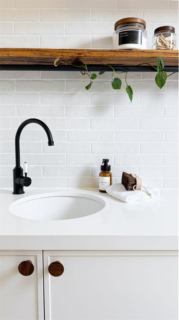 Nero Mixer Taps YORK KITCHEN MIXER GOOSENECK SPOUT WITH WHITE PORCELAIN LEVER MATTE BLACK (NR69210601MB)